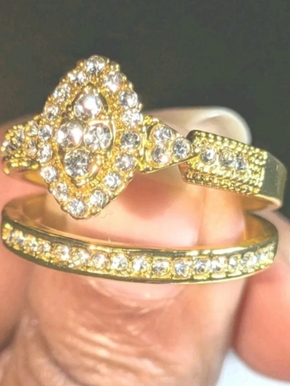 2ct Two Piece Lab Created Engagement Bridal Ring Set 14k Yellow Gold Plated Sz10